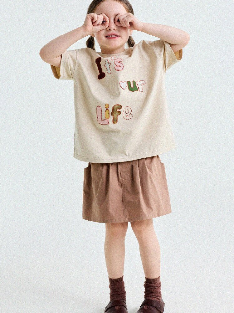 Camiseta de Manga Corta con Letras Aplicadas 【mh0013192】