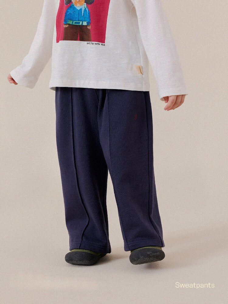 Pantalones largos de chándal rectos con pinzas delanteras centrales para niños y jóvenes [mh0014247]