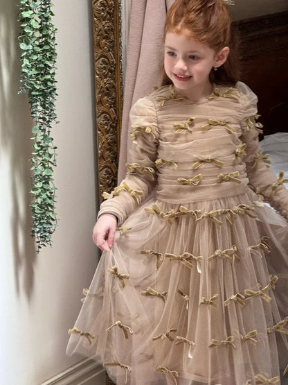 -ベロアリボンチュールロングドレスワンピース【mh0011210】 - mamahalo shop - 長袖ワンピース -  べビー服 - 子供服 - 男の子 - 女の子