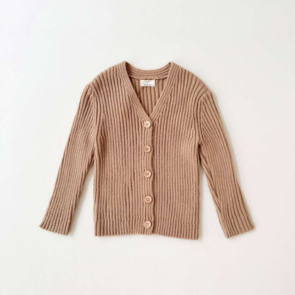 長袖カーディガン Vネック リブニット ベーシックトップス【mh0011548】