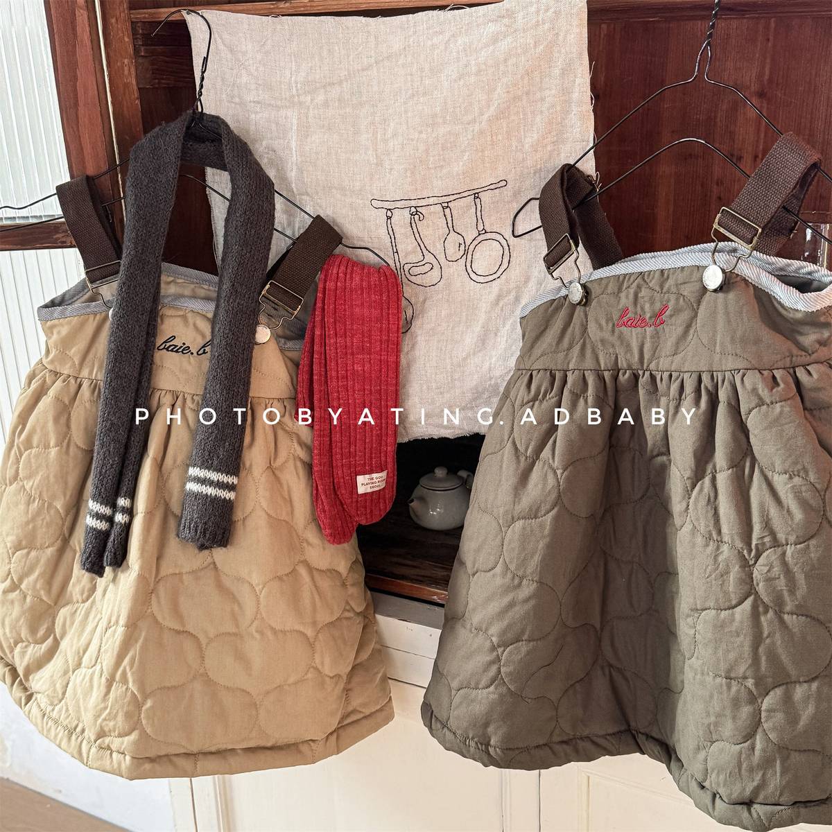 -キルティング サロペットスカート ジャンパースカート 中綿入り【mh0011419】 - mamahalo shop - ノースリーブワンピース -  べビー服 - 子供服 - 男の子 - 女の子