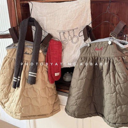 -キルティング サロペットスカート ジャンパースカート 中綿入り【mh0011419】 - mamahalo shop - ノースリーブワンピース -  べビー服 - 子供服 - 男の子 - 女の子