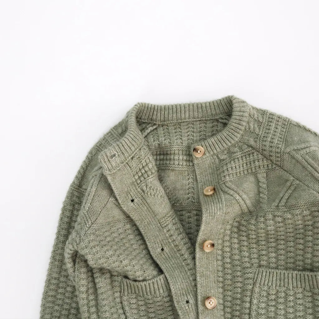 -デザイン編み切り替えニットカーディガン【mh0011091】 - mamahalo shop - カーディガン・パーカー -  べビー服 - 子供服 - 男の子 - 女の子