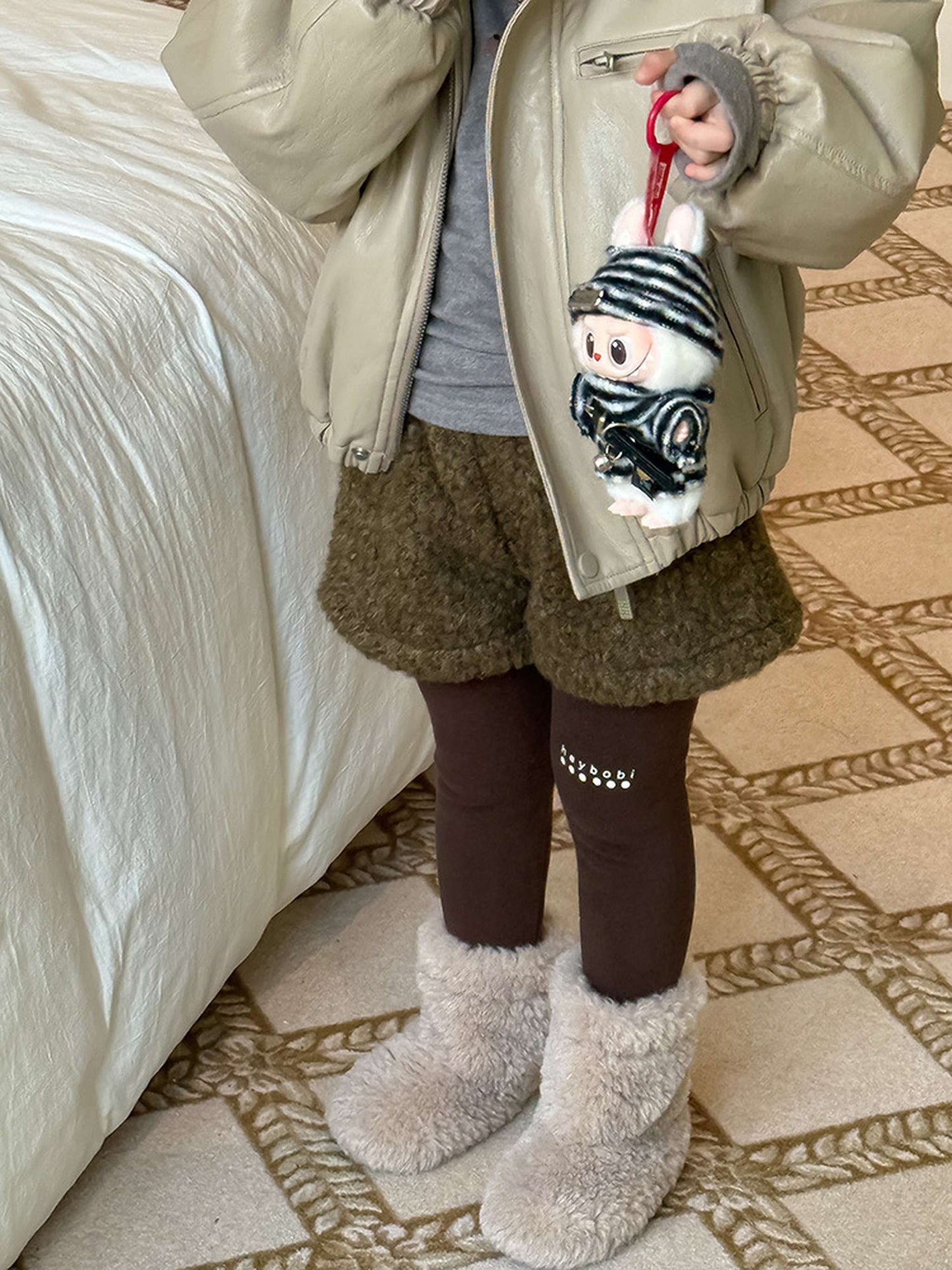 もこもこボアショートパンツ 裏地付き 秋冬 防寒 ボアパンツ【mh0011453】