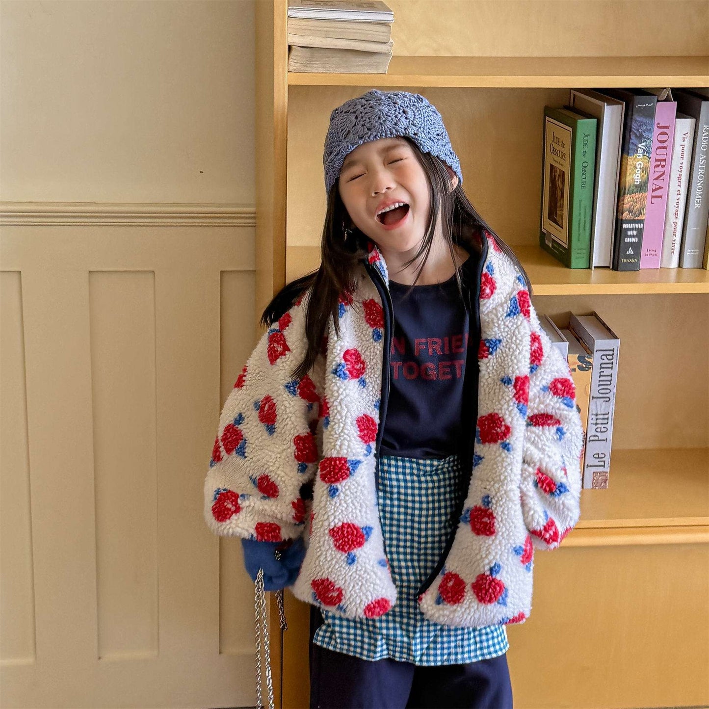 シープボアコート 花柄 フリースジャケット もこもこアウター 厚手防寒【mh0011436】