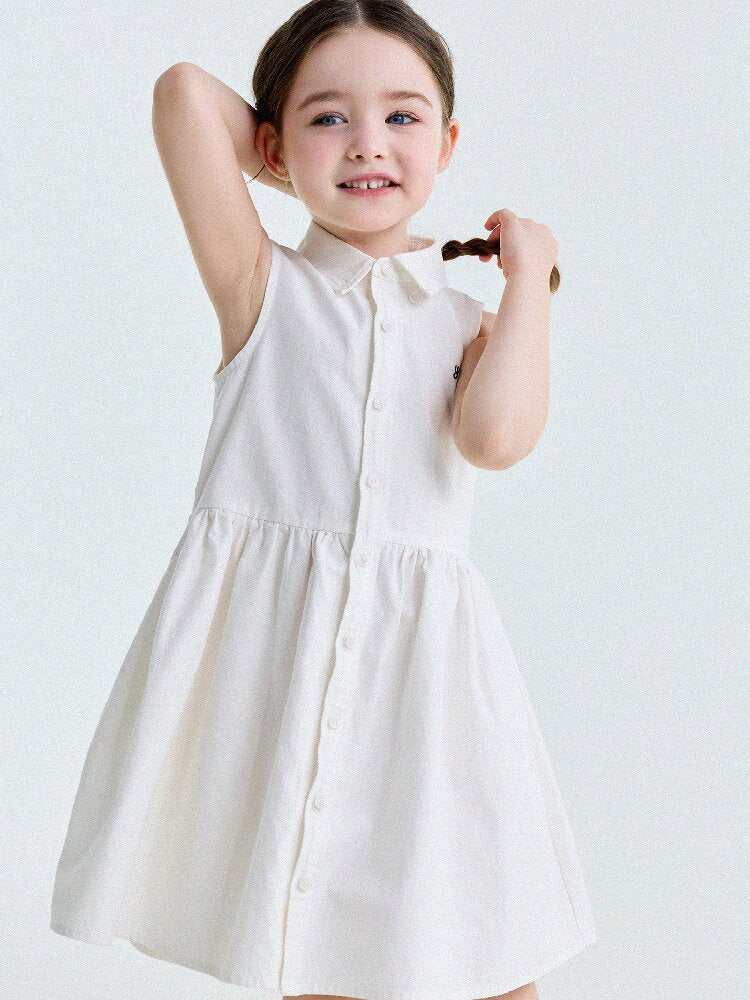 Button-Down Shirt Dress ポロカラー ノースリーブワンピース【mh0013180】