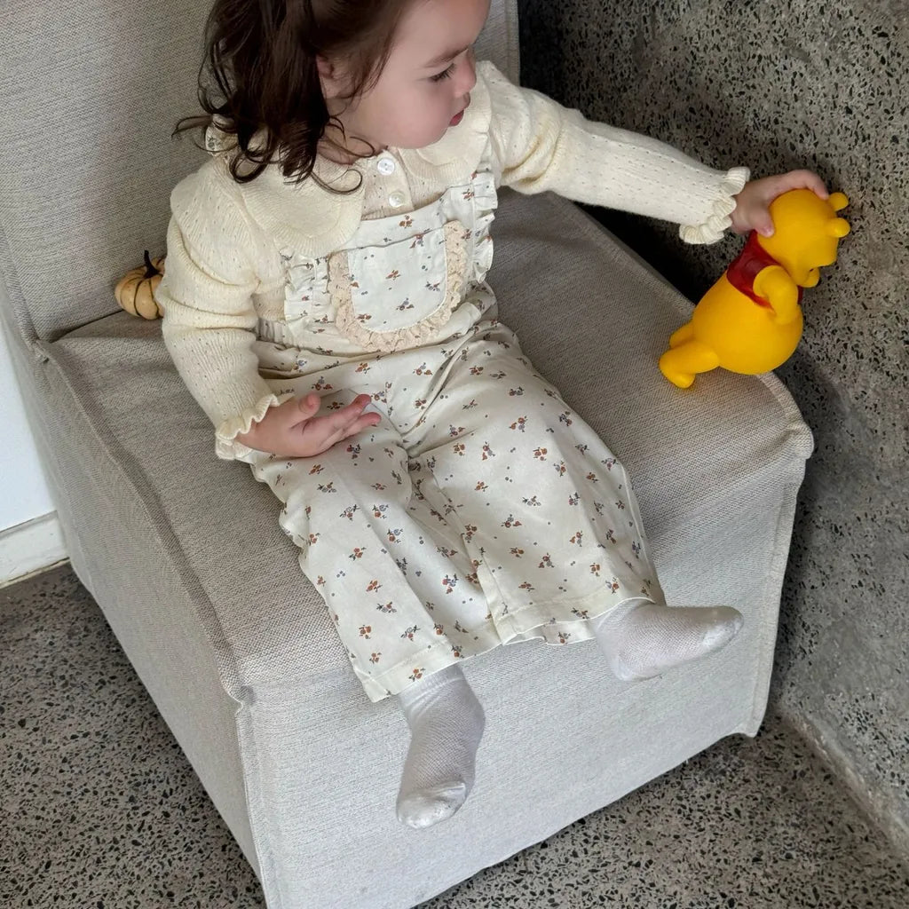 -フラワープリントフリルサロペットオーバーオール【mh0011168】 - mamahalo shop - サロペットパンツ・サスペンダーパンツ -  べビー服 - 子供服 - 男の子 - 女の子