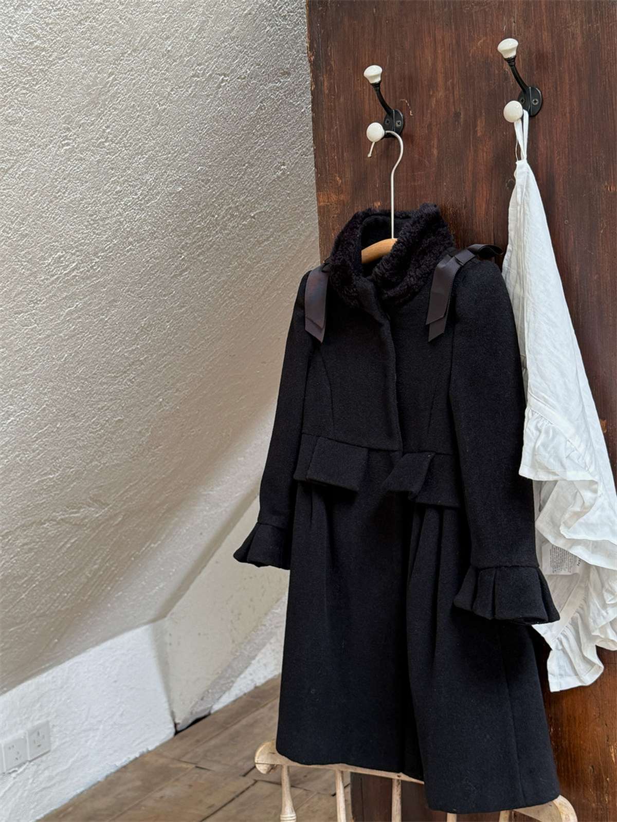 -ミドル丈コート ショルダーリボン フレアベルスリーブ プレッピーアウター【mh0011443】 - mamahalo shop - ロングコート -  べビー服 - 子供服 - 男の子 - 女の子