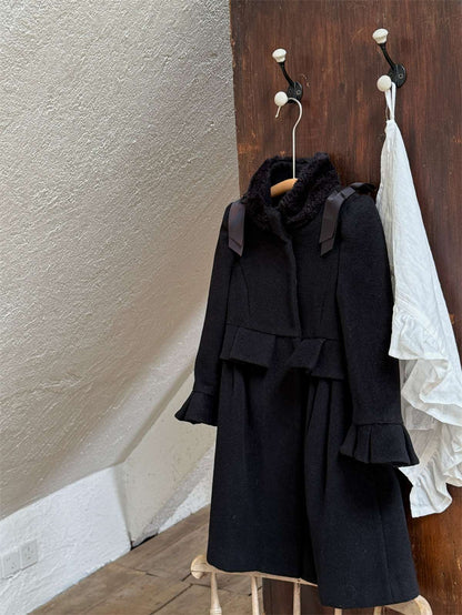 -ミドル丈コート ショルダーリボン フレアベルスリーブ プレッピーアウター【mh0011443】 - mamahalo shop - ロングコート -  べビー服 - 子供服 - 男の子 - 女の子