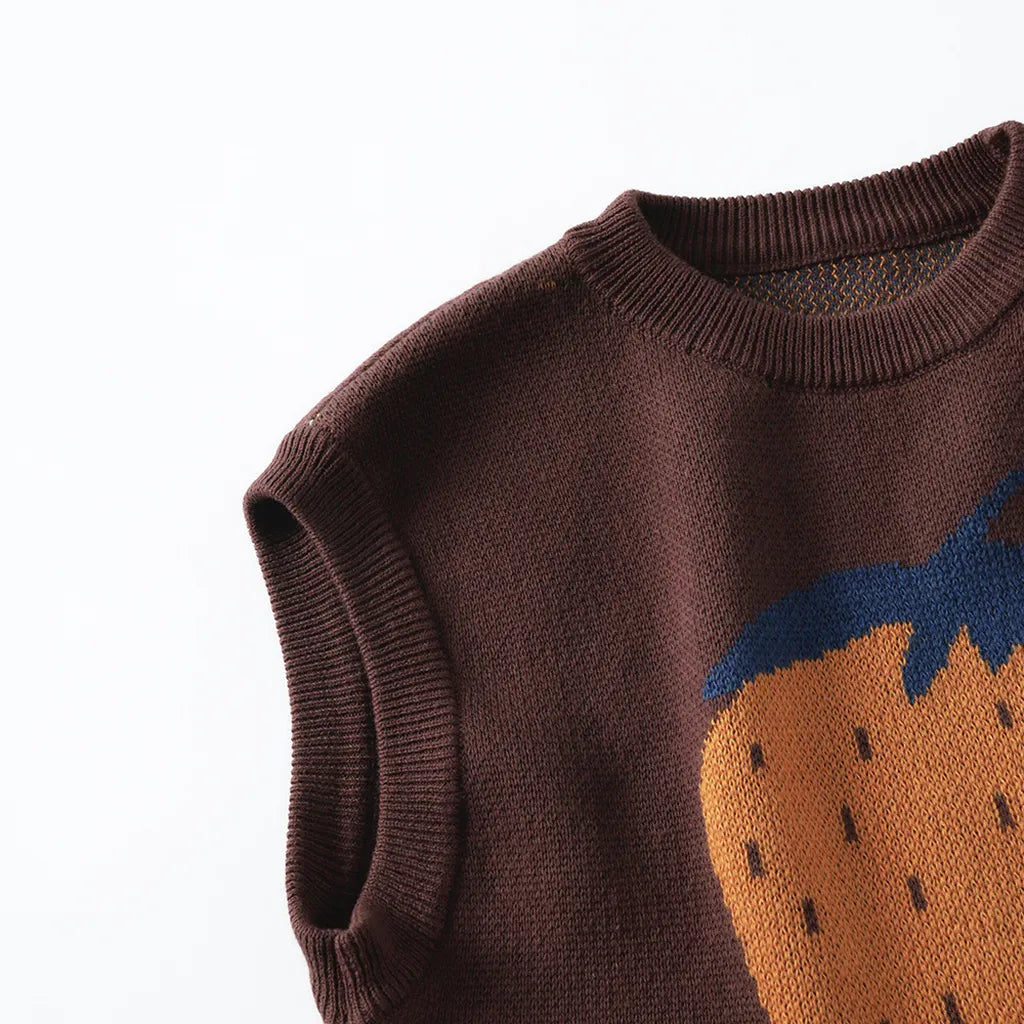 -ビッグいちご柄ニットベスト【mh0011093】 - mamahalo shop - ベスト -  べビー服 - 子供服 - 男の子 - 女の子