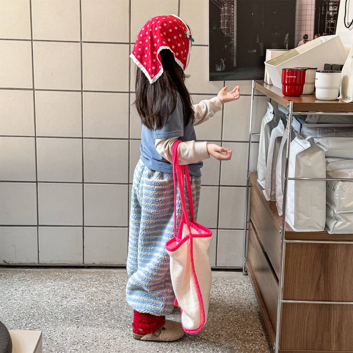 -ロングパンツ シープボア ボーダー柄 もこもこボア 長ズボン【mh0011400】 - mamahalo shop - ロングパンツ・スウェットパンツ -  べビー服 - 子供服 - 男の子 - 女の子