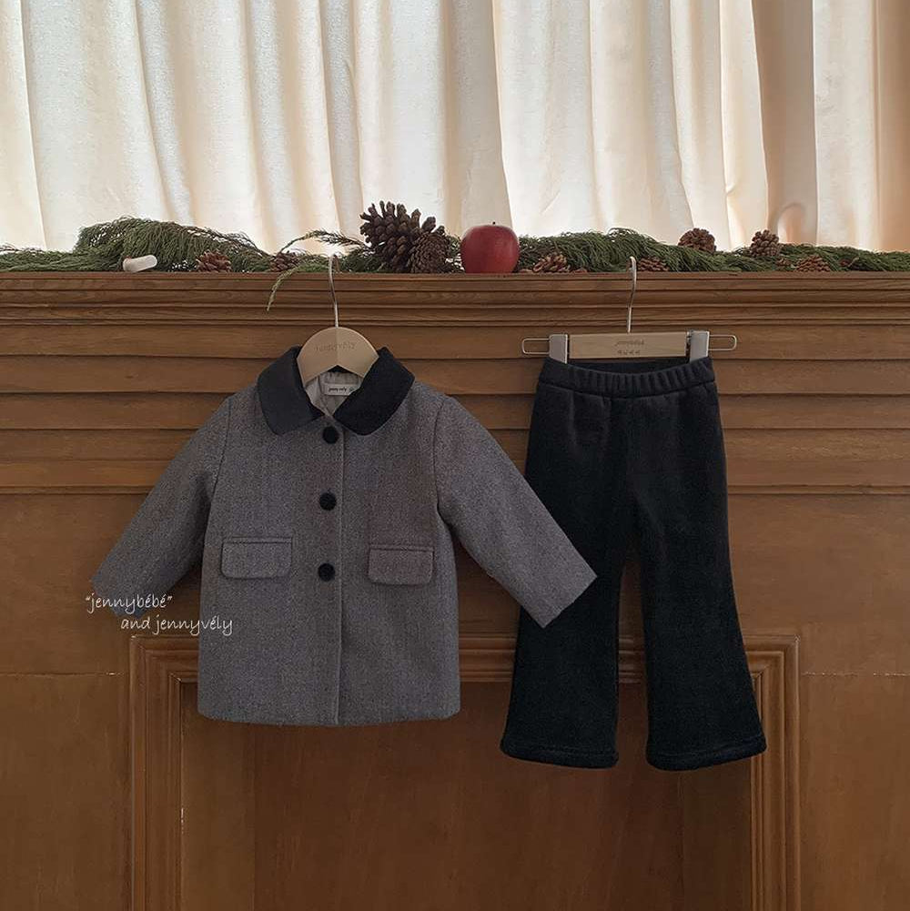 長袖ミドルコート ヘリンボーン柄 バイカラー襟 メルトン アウター【mh0011541】