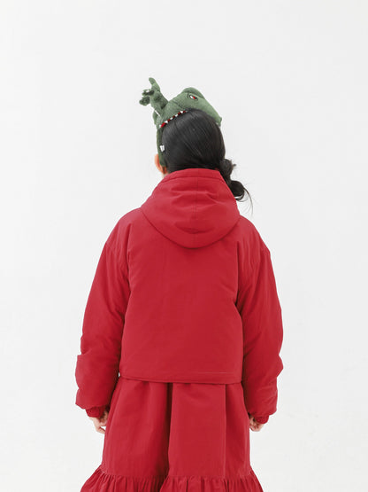 Pawpaw Liu | Hooded One Button Red Jacket フーディー ワンボタン 中綿ジャケット【mh0020084】
