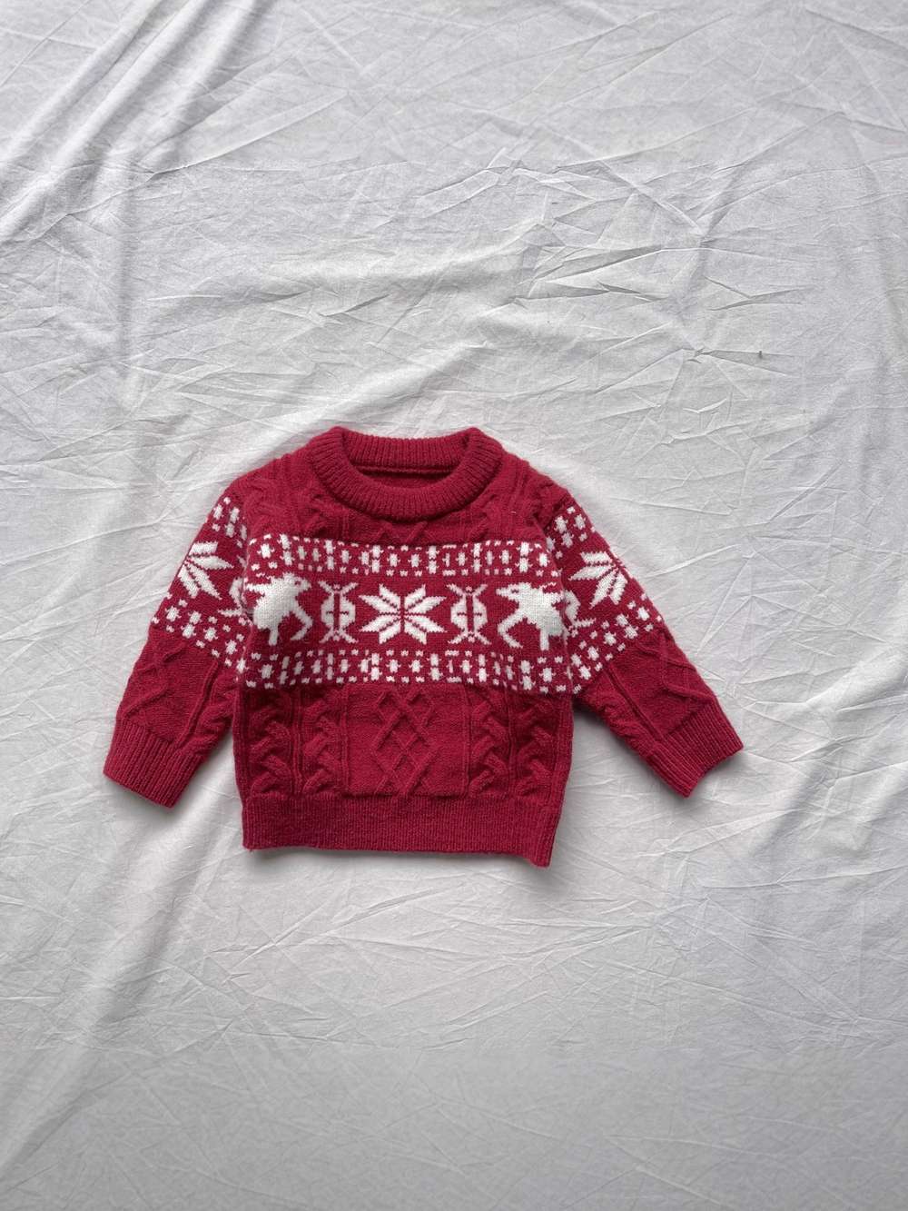 長袖ニット | ノルディック柄ケーブル編み | クルーネックセーター【mh0011475】