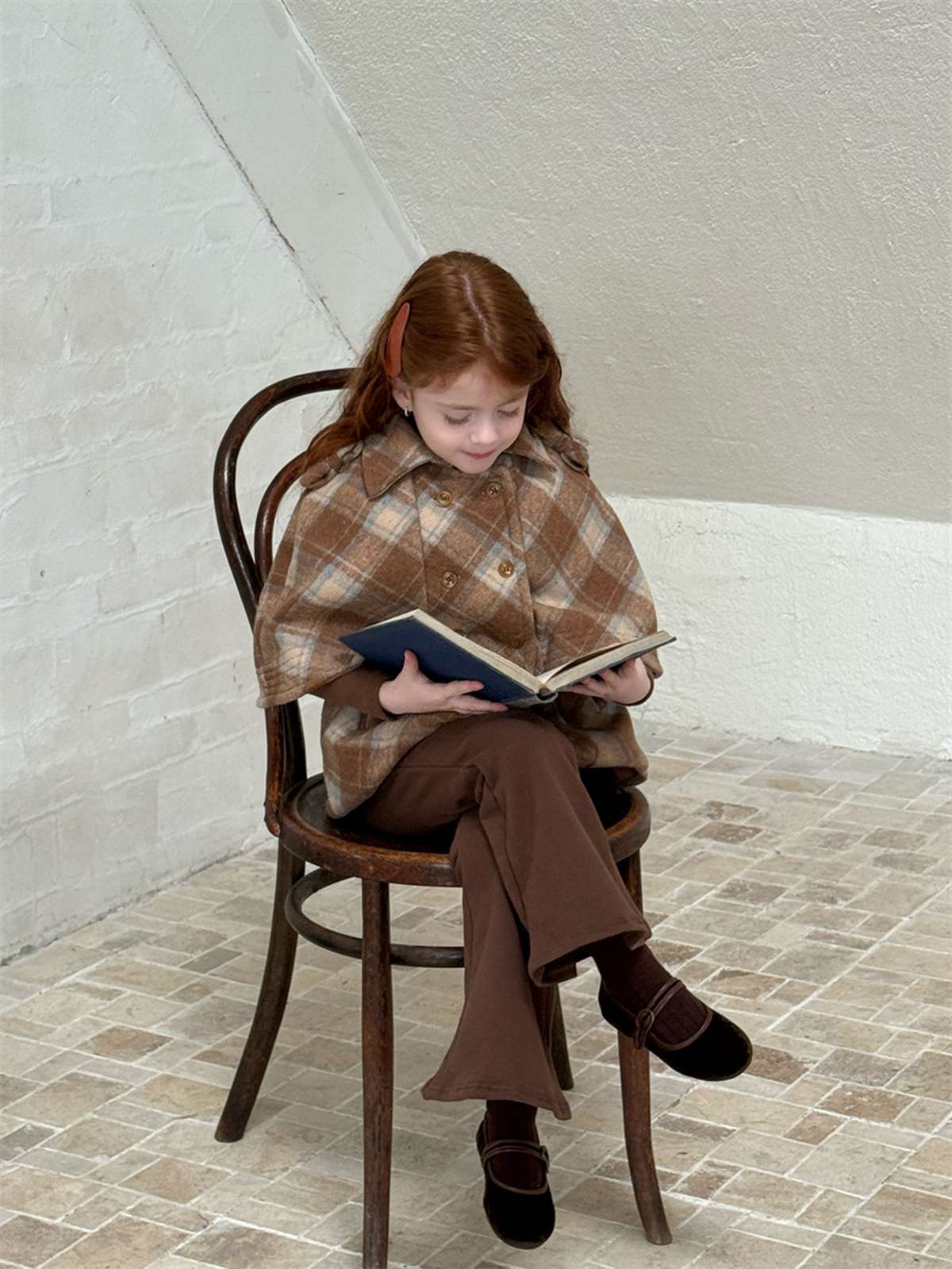 チェック柄ケープ マント風コート ウール調アウター 厚手防寒【mh0011445】