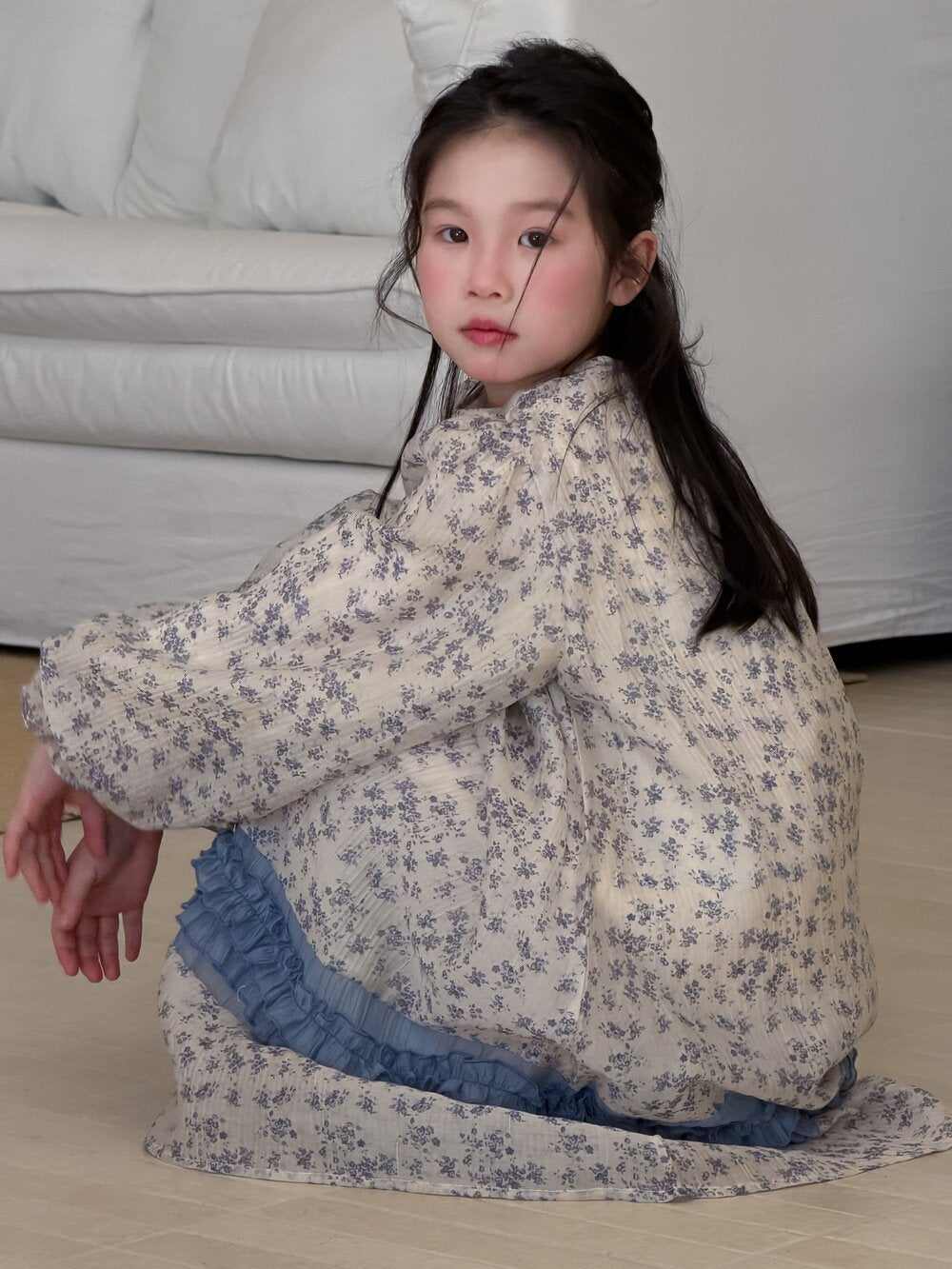 Spliced Lace Puff Sleeve Dress レース切替パフスリーブワンピース【mh0012104】