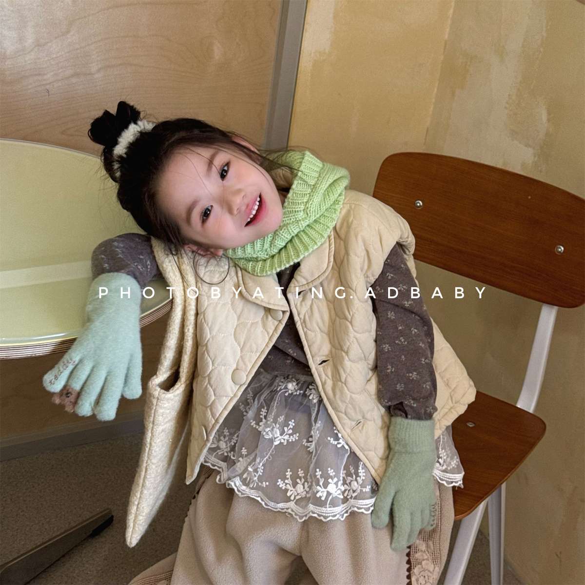 -キルティングベスト ノースリーブ 中綿入り 花柄プリント【mh0011425】 - mamahalo shop - ベスト -  べビー服 - 子供服 - 男の子 - 女の子