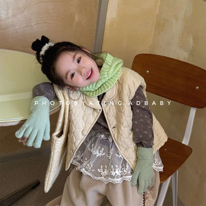 -キルティングベスト ノースリーブ 中綿入り 花柄プリント【mh0011425】 - mamahalo shop - ベスト -  べビー服 - 子供服 - 男の子 - 女の子