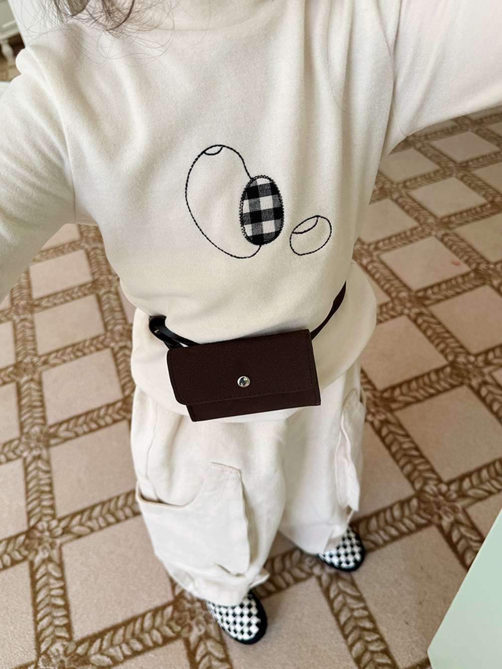 長袖ハイネックトップス | アップリケ刺繍 | 裏起毛モックネックカットソー【mh0011471】