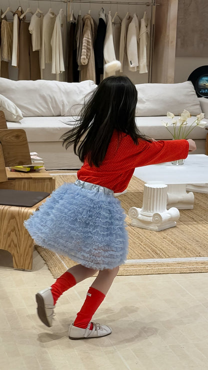 Polka Dot Cartoon Letter T-Shirt ドット柄キャラクター長袖Tシャツ【mh0012106】