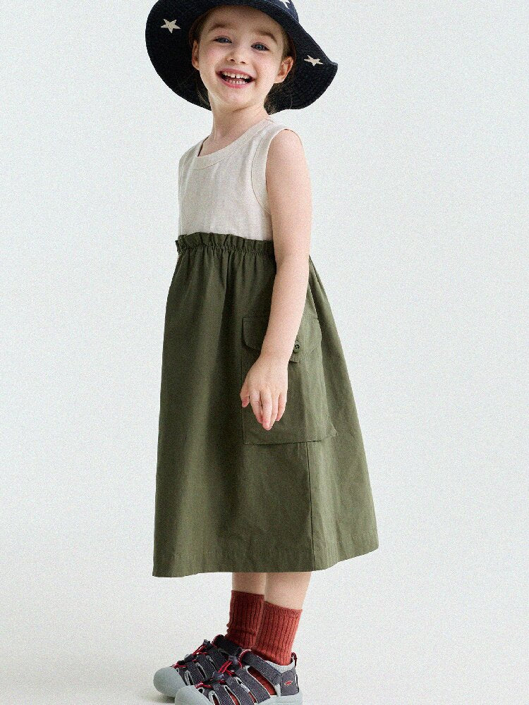 Cargo Pocket Cotton Dress ワークテイスト ノースリーブワンピース【mh0013195】