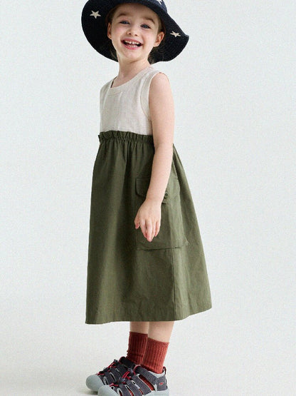 Cargo Pocket Cotton Dress ワークテイスト ノースリーブワンピース【mh0013195】