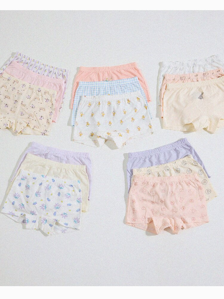 Girls' Cartoon Breathable Boxer Shorts ボタニカルプリント ボクサーパンツ【mh0013205】