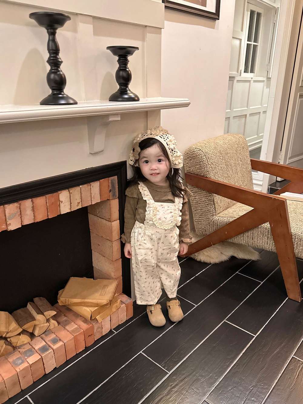 小花柄サロペットパンツ レースニット フリルセーター【mh0011522】