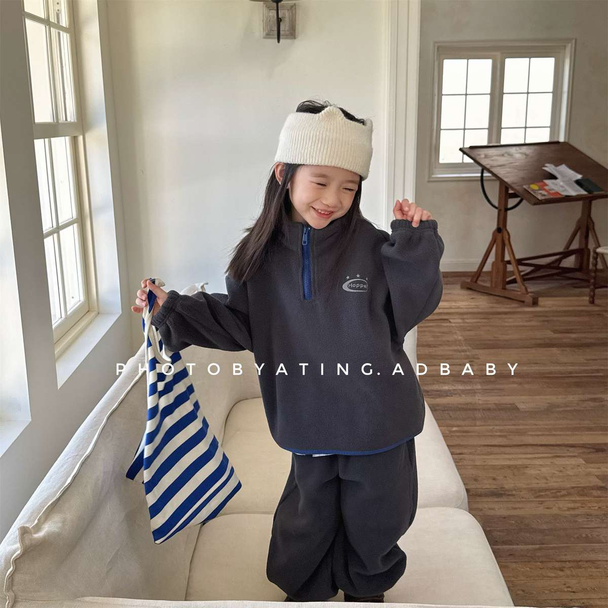 長袖フリースジャケット+ロングパンツ 2点セット もこもこセットアップ【mh0011434】