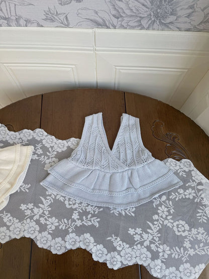 Ruffled Knitted Cotton Vest フリルニットベスト【mh0012107】