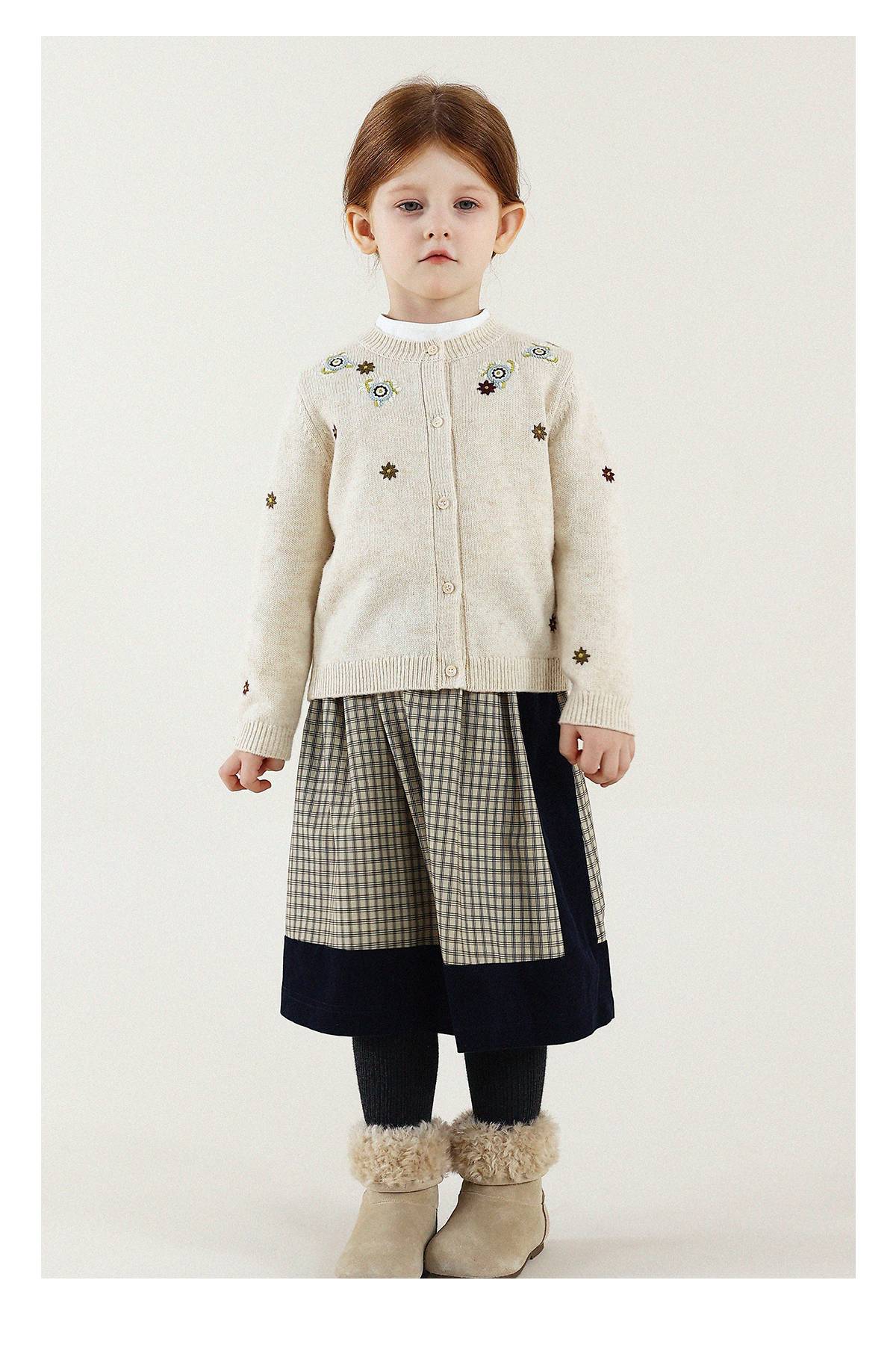 -長袖カーディガン ウール混紡 刺繍デザイン クルーネック【mh0011343】 - mamahalo shop - カーディガン・パーカー -  べビー服 - 子供服 - 男の子 - 女の子