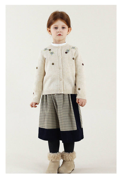 -長袖カーディガン ウール混紡 刺繍デザイン クルーネック【mh0011343】 - mamahalo shop - カーディガン・パーカー -  べビー服 - 子供服 - 男の子 - 女の子