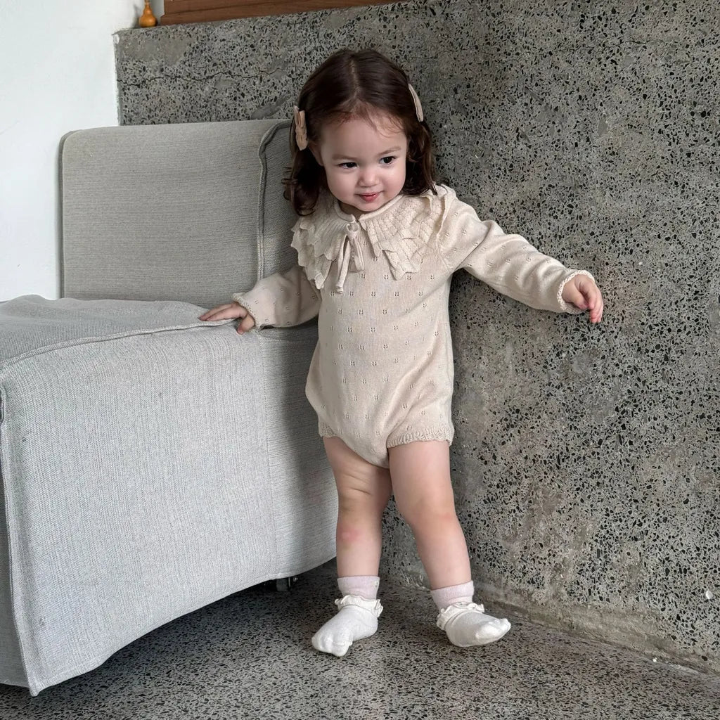 -ビッグカラーリボン付きニットロンパース【mh0011149】 - mamahalo shop - 長袖ロンパース -  べビー服 - 子供服 - 男の子 - 女の子