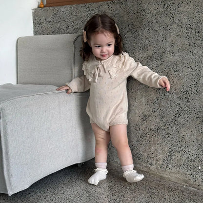 -ビッグカラーリボン付きニットロンパース【mh0011149】 - mamahalo shop - 長袖ロンパース -  べビー服 - 子供服 - 男の子 - 女の子