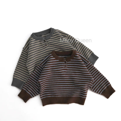 -ヘンリーネックボーダーニットセーター【mh0011272】 - mamahalo shop - ニット・セーター -  べビー服 - 子供服 - 男の子 - 女の子