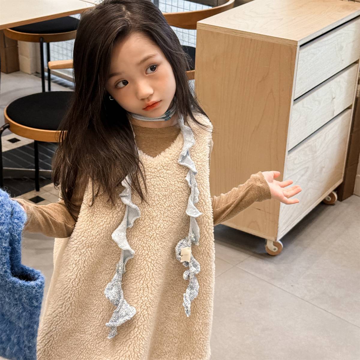 -シープボアジャンパースカート ノースリーブ ふわふわ素材 ワンピース【mh0011420】 - mamahalo shop - ノースリーブワンピース -  べビー服 - 子供服 - 男の子 - 女の子