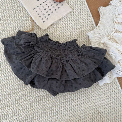 フリルブルマパンツ レース シャーリング ショートパンツ【mh0011513】