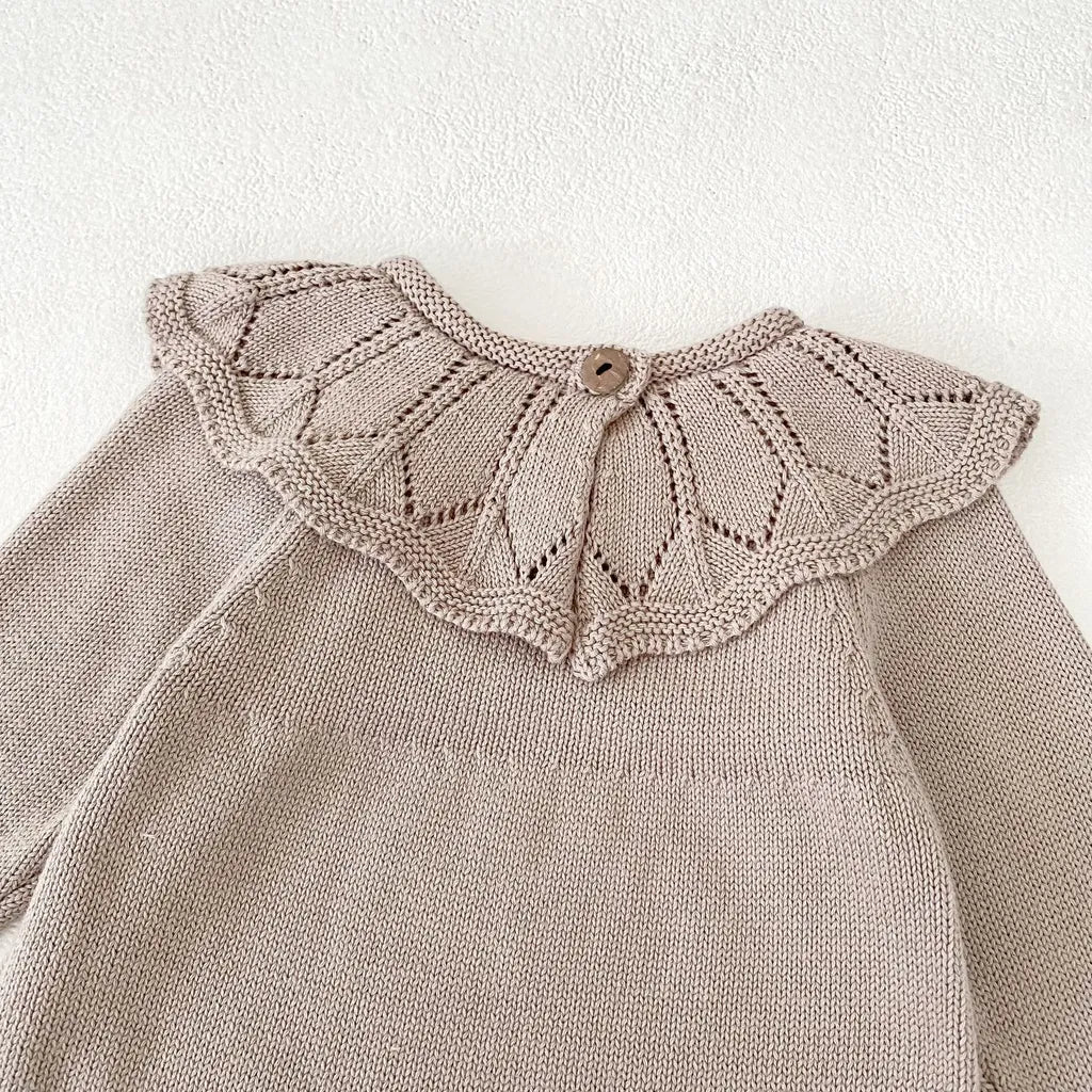 -ラッフルレースニット襟長袖ロンパース【mh0011077】 - mamahalo shop - 長袖ロンパース -  べビー服 - 子供服 - 男の子 - 女の子