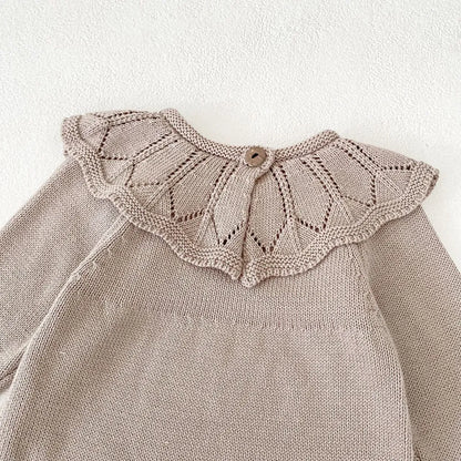 -ラッフルレースニット襟長袖ロンパース【mh0011077】 - mamahalo shop - 長袖ロンパース -  べビー服 - 子供服 - 男の子 - 女の子