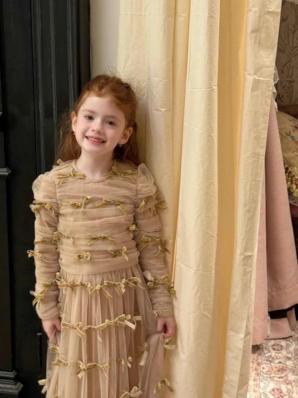 -ベロアリボンチュールロングドレスワンピース【mh0011210】 - mamahalo shop - 長袖ワンピース -  べビー服 - 子供服 - 男の子 - 女の子