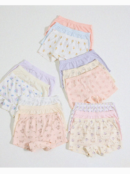 Girls' Cartoon Breathable Boxer Shorts ボタニカルプリント ボクサーパンツ【mh0013205】