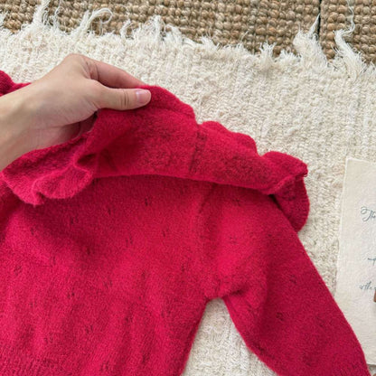 ショール付き長袖ニットセーター +フリルショートパンツ セットアップ 2点セット【mh0011525】