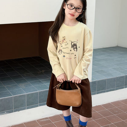 キッズ ジュニア キャットプリント 長袖Tシャツ【mh0014430】