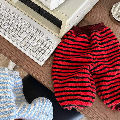 -ロングパンツ シープボア ボーダー柄 もこもこボア 長ズボン【mh0011400】 - mamahalo shop - ロングパンツ・スウェットパンツ -  べビー服 - 子供服 - 男の子 - 女の子