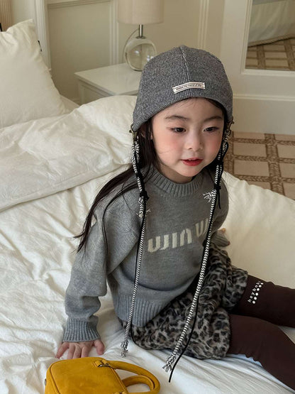 長袖セーター アルファベット刺繍 ラウンドネック プルオーバー【mh0011462】