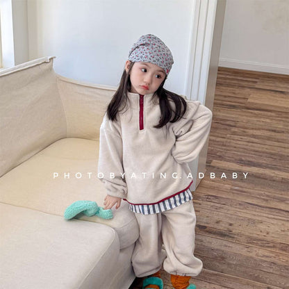 長袖フリースジャケット+ロングパンツ 2点セット もこもこセットアップ【mh0011434】