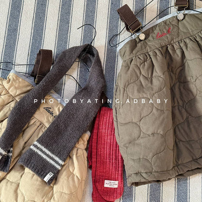 -キルティング サロペットスカート ジャンパースカート 中綿入り【mh0011419】 - mamahalo shop - ノースリーブワンピース -  べビー服 - 子供服 - 男の子 - 女の子