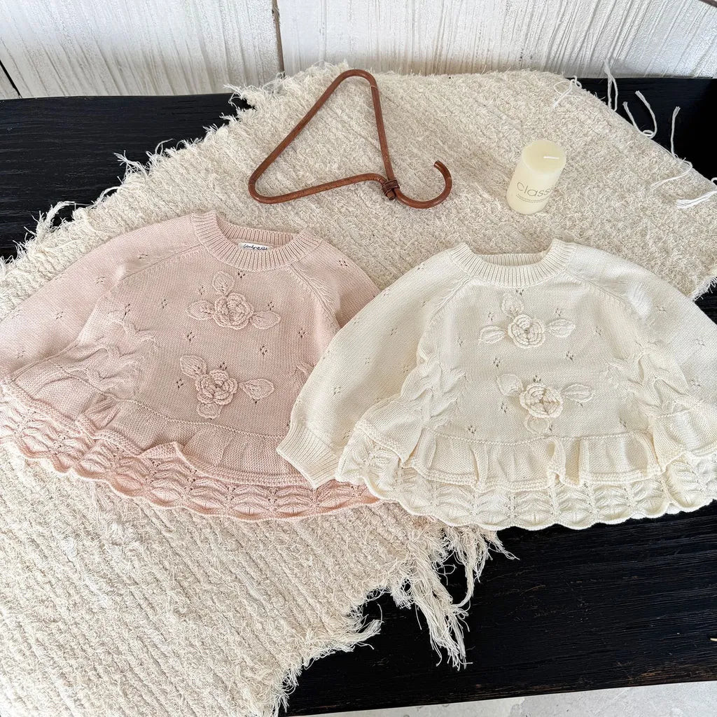 -フラワー刺繍フリルニットプルオーバー【mh0011148】 - mamahalo shop - ニット・セーター -  べビー服 - 子供服 - 男の子 - 女の子