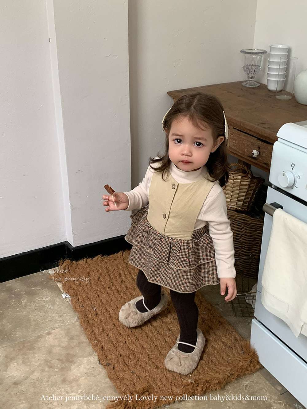 ノースリーブロンパース コーデュロイ チェック柄 フリルスカート【mh0011533】