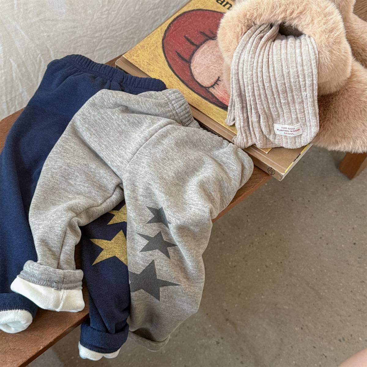 -裏起毛レギンス 星スタープリント 無地 暖かスパッツ ロングパンツ【mh0011406】 - mamahalo shop - レギンスパンツ -  べビー服 - 子供服 - 男の子 - 女の子